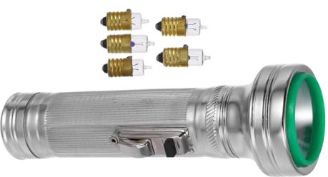 Homoyoyo Retro Handheld Simple Iron Flashlight Robust Outdoor Torch Light Mit Led-birnen Langlebiges Metallgehäuse Tragbar Für Camping Wandern Und Notfälle Klassisches Design Silber