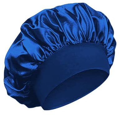 iLamvie Cuffia Seta Capelli Ricci,Silk Bonnet,Berretto Da Notte Raso Elastico Per Dormire Cappello Da Notte Per Donna Berretto Da Notte Raso Per Donna Ragazza(blu)