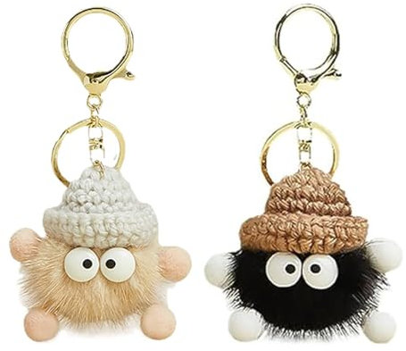 Porte Clef Peluche, 2 Pièces Personnalisé Porte-Clés en Peluche Animaux Mignons Porte-clés Porte-clés Pour Voiture Porte-clés Avec Peluche Douce et Mignonne Porte Clef Voiture Femme