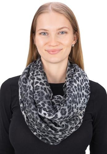 Seasons of April Leichter & weicher Damen Schal Leo Loop Schlauchschal - Jasmine (V41 Grau, One Size)