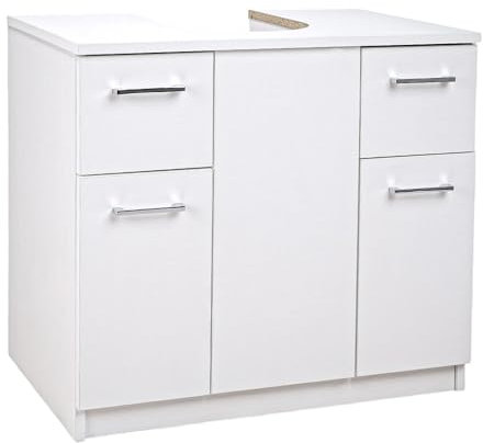 Liberoshopping Mobile copricolonna sottolavabo in legno 70x46xH62 (2 ante 2 cassetti Bianco Frassino)