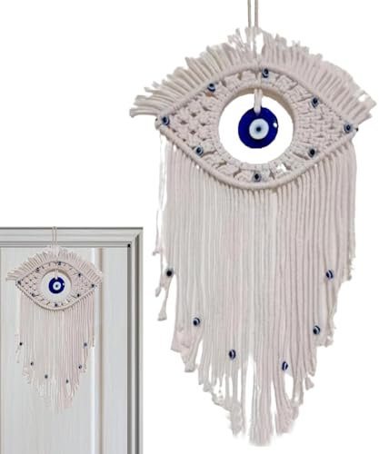 Traumfänger, Boho-Stil, gewebte Wandkunst, Ornament, böser Blick, Traumfänger für Schlafzimmer, Wohnzimmer, gewebter Makramee-Traumfänger, Wandschmuck