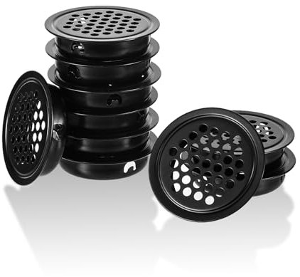 12 Stück Schwarz Lüftungsgitter Edelstahl, 35mm Lüftergitter Schwarz, Lüftungsgitter Rund, Luftgitter, Geeignet für Garage Lüftungsgitter, Schränke, Schuhschränke, Möbel, Schlafzimmer, Büroräume