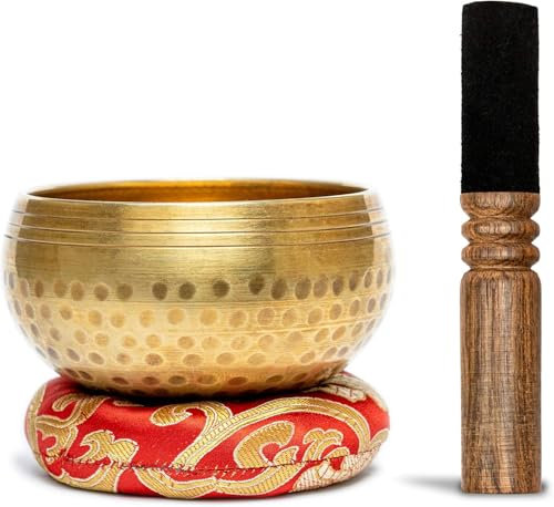 TINMAGI Cuenco Tibetano, Conjunto de Cuencos Tibetanos con Cojín y Mazo, Hecho a Mano para Meditación, Yoga y Sanación (6 Pulgadas)