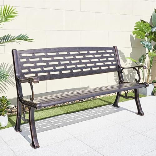 YZMJXNYY Gartenbank Wetterfest, sitzbank Outdoor, parkbank Balkonbank, Metallrahmen aus Aluminiumguss, für Veranda, Rasen, Hof(150x59x84cm/59x23x33in)