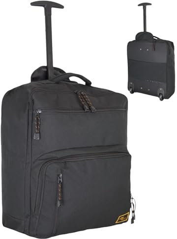 EasyJet Underseat Cabin Bag 45x36x20cm – Wheeled Travel Holdall with Trolley Handle – Lightweight Soft Shell Carry On Luggage – Fits EasyJet Free Bag Allowance – Black