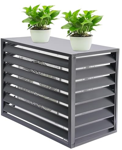 DVTFRUI Outdoor Privacy Fence Metal Space Divider Top Cover,Privacy Fence Covers, Composter Bin,Trash Can Fence,Aluminum Alloy Freestanding Louvered Air Conditioner,110x80x60cm