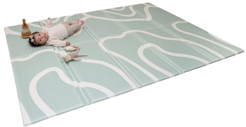 BÉABA XXL Motorikmatte 200x150 cm – Wendbar, 2-seitig, Hochdichte 1,5 cm Schaumstoff, Wasserabweisend, Leicht zu Reinigen, Zusammenklappbar mit Tragetasche – Play Life/Landform