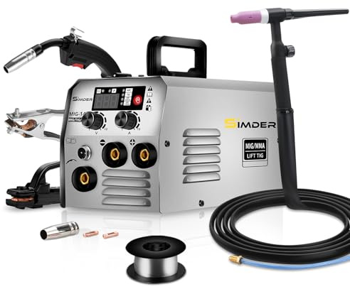 SSIMDER 140 Amp MIG Welder 110V Machine Stick/Flux Core MIG/Lift TIG 3 in 1 Welding Machine with IGBT Inverter and 1lb Welding Wire, for Metal DIY Projects/Home/Farm/Car with TIG Torch