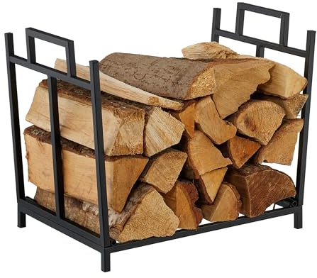 Relaxdays Kaminholzregal, Metall, HBT: 41x45x33 cm, schwarz | Brennholzregal faltbar, Feuerholz, Stapelholz & Brennholz