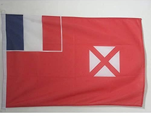AZ FLAG - Drapeau Wallis et Futuna Spécial Extérieur - 90x60 cm - Pavillon Nautique Wallisien Futunien - France En Maille Bloquée Avec Anneaux Plastiques Intégrés - 80g