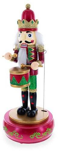 Animated Nutcracker with Moving Arms and Music Box 13 Inches
