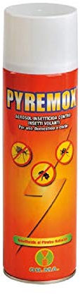 12 bombole spray PYREMOX ML.500 Insetticida rapido con Piretro Tetrametrina e Piperonil Butossido elimina insetti mosche tignole zanzara tigre scarafaggi formiche.