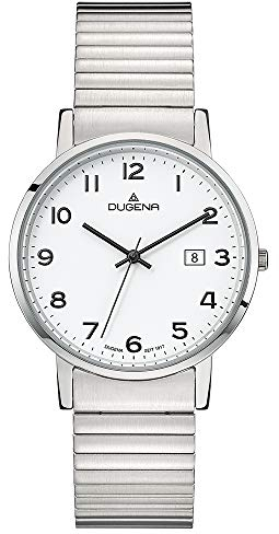 Dugena Herren-Armbanduhr 4460751 Moma Comfort, Quarz, weißes Zifferblatt, Edelstahlgehäuse, Mineralglas, Edelstahl-Zugband, 3 bar