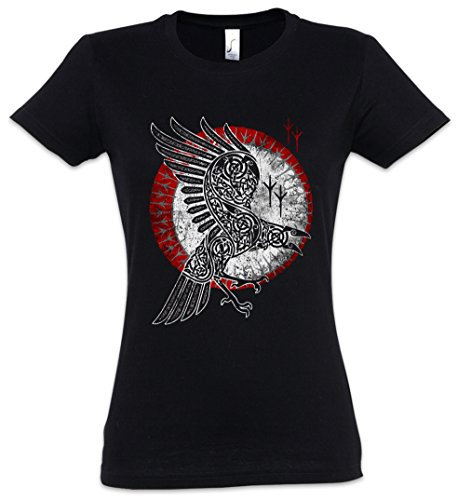 Urban Backwoods Norse Raven Damen T-Shirt Schwarz Größe L