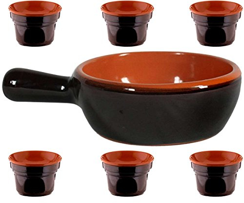 SET BAGNA CAUDA CASSERUOLA 21CM CERAMICA + 6 FORNELLI FORNELLINI BAGNA CAUDA