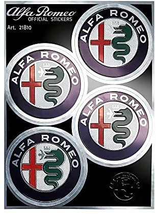 Alfa Romeo Adesivi Ufficiali 4 Loghi da 48 mm, 94 x 131 mm