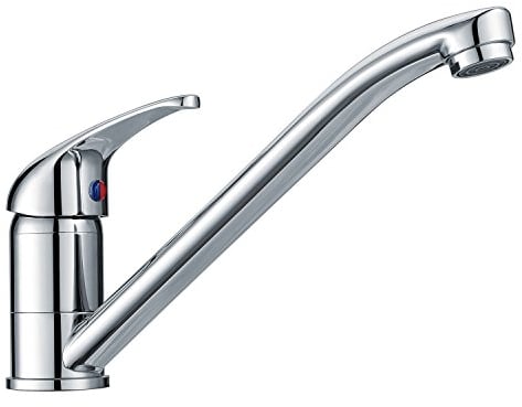 Kitchen Sink Mixer Tap Single Lever with Long Swivel Spout Monobloc Faucet Solid Brass Body Chrome Kitchen Mixer Taps 1 Hole