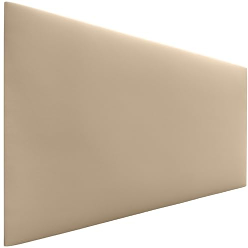 DHOME Kopfteil aus Kunstleder oder Stoff AQUALINE Glattes gepolstertes Kopfteil Luxusbett Kopfteil (Kuntsleder Beige, 110cm (Betten 80/90/105))