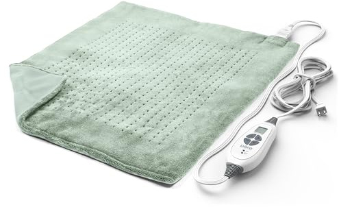 Pure Enrichment WeightedWarmth Extra-Wide Weighted Heating Pad for Cramps, Back, & Shoulder Joint Relief, 3.5 lbs, 6 Heat Settings, Microplush, Machine Washable, 2 Hr Auto Shut-Off, 20”x24” (Jade)