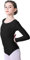 Langärmeliger Gymnastikanzug für Mädchen, glänzend, für Schule, Sport, Tanz, Turnanzug, glitzernd, athletischer Tanz-Body, Kleinkinder, Gymnastikanzug, Ballett, Schwarz , 7-8 Jahre