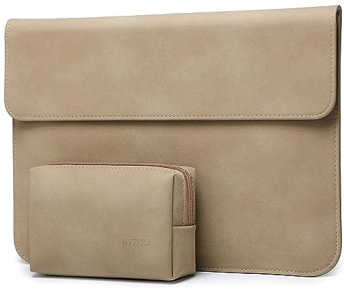 HYZUO 13 Zoll Laptop Hülle mit Standfunktion für MacBook Air 13,6/13 M4 M3 M2 M1 2025-2018, MacBook Pro 13 M2 M1 A2338 A2289 2025-2016, Surface Pro 11, XPS13, mit Kleine Tasche, Khaki-H