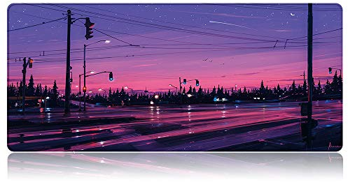 Bimormat Großes Gaming Mauspad(900x400mm) XXL Large Anime Mousepad Empfindliche Genähten Kanten wasserdichte Oberfläche rutschfeste Gummibasis Schreibtischunterlage (90x40 X1nightroad)