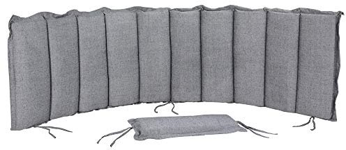 DETEX® Liegenauflage Grau Meliert Wasserabweisend inkl. Kopfkissen 55% Baumwolle 30° Maschinenwaschbar Auflage Sonnenliege Garten Balkon Liege Kissen Polster Schwungliege