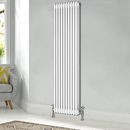 Blümme Traditional 1800 x 470mm Vertical Cast Iron Radiator 3 Column Central Heating Radiators White