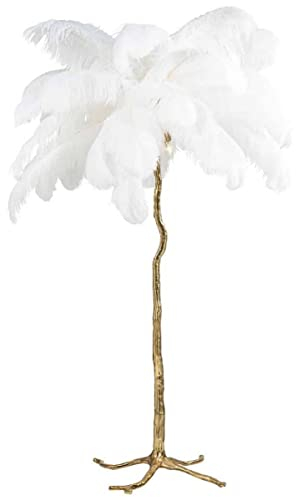 Casa Padrino Luxus Stehleuchte Palme Weiß/Gold 110 x 110 x H. 175 cm - Moderne Stehlampe im Palmen Design - Luxus Leuchten - Luxus Qualität