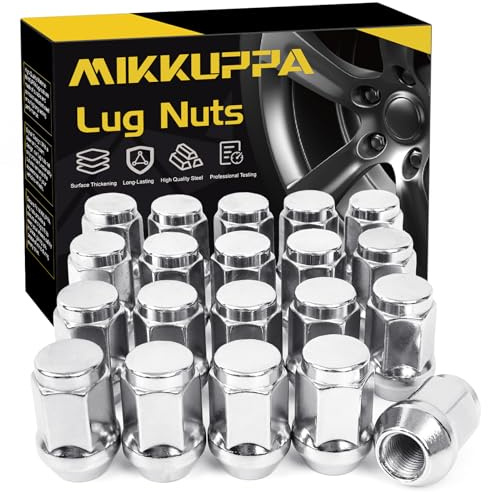 MIKKUPPA Tuercas de llanta M12 x 1.5 – Repuesto para Ford Fusion Focus Escape Chevy Cruze Malibu Honda Civic Accord 1.38 pulgadas de altura 19 mm hexagonal 60 grados – 20 tuercas cromadas de extremo
