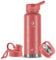 IDEUS Vacuum Insulated Water Bottle, Stainless Steel Double Wall Flask Metal Sports Canteen with Leak-Proof Screw Cap (Red, 40oz (1140ml))