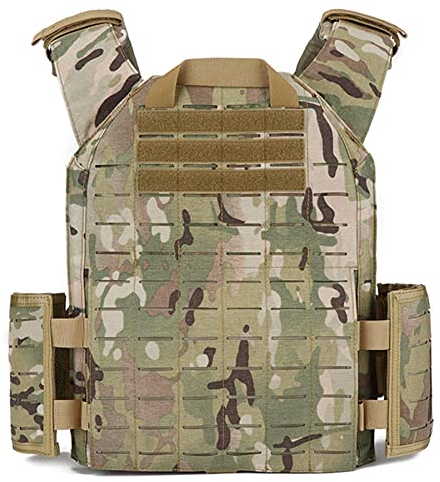 TWINFALCONS Airsoft Plattenträger Taktische Plate Carrier,Gute Qualität Airsoft Weste aus 1000D Nylon Molle Leichter Schutzweste Schnelllösesystem für Paintball(Muti-camo)