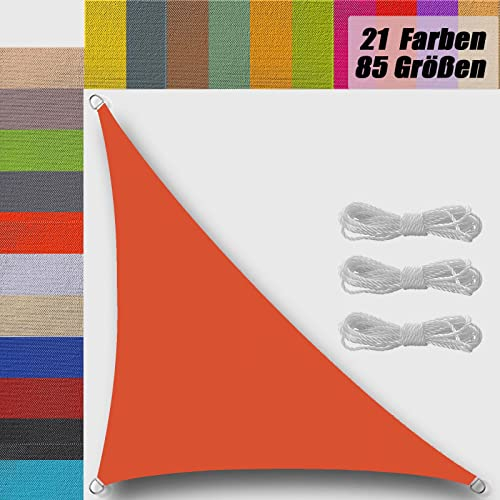 Ufamiluk sonnensegel dreieckig wasserdicht 6x6x8m sonnensegel Balkon Regenschutz 95% UV Schutz Windschutz Überdachung Plane für Garten Terrasse Outdoor Camping Patio Schwimmbad Orange