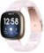 Gimuk Armband Kompatibel mit Fitbit Versa 4/Versa 3 Armband für Damen Herren, Metall Edelstahl Sport Ersatzband Wristband Resin Band Armband für Fitbit Sense 2/Sense Straps, Harz (hellrosa)