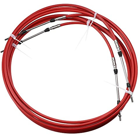 Motoforti 2pcs 13ft 157 Inch Throttle Shift Remote Control Box Cable Red