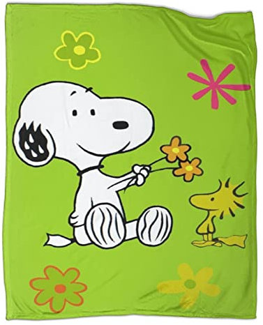 Snoopy Fleece Decke Flauschige Flanelldecke Kuscheldecke Plüsch Fleecedecke Wohndecke Sofadecke Weiche Warm Überwürfe Couchdecke 40x50inch(100x130cm)