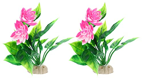 VOCOSTE 2pcs Fish Tank Aquarium Decorations Plants, Pink 5.91