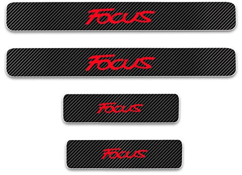 EAGLEG 4 Stück Kohlefaser Einstiegsleisten Schutz für Fo-rd Focus, Auto Türschweller Kratzschutz Abdeckung Protector Pedal Aufkleber,Red