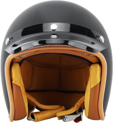 3/4 Offene Helme, Mattschwarzer Sonnenschutz, Retro-Stil, Hochkomfortable Motorradhelme für den Außenbereich (L)