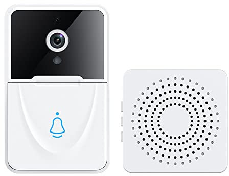 Yuehuamech Ring Video Türklingel Wireless WiFi Türklingel Kamera Smart Video Türklingel mit Chime Voice Changer 2- Wege Audio PIR Bewegungserkennung Nachtsicht Unterstützung SD Karte