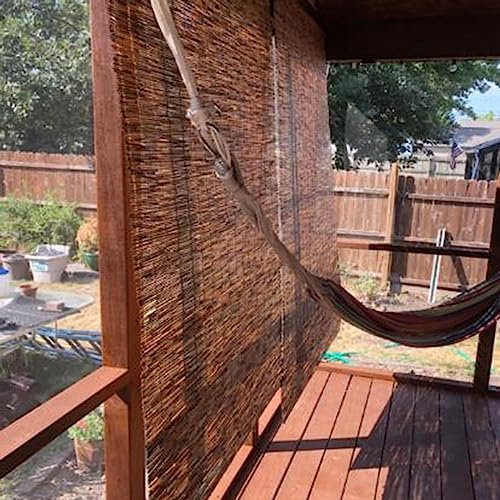 Schilf Vorhang Bambus Rollos füR Fenster Bambusrollo Outdoor Wetterfest Retro Carbonization Natural Schilf Vorhang Senkrechtmarkise AußEn mit Lifter Sonnenschutz Gartendeko Bambusrollo ( Size : 110*25