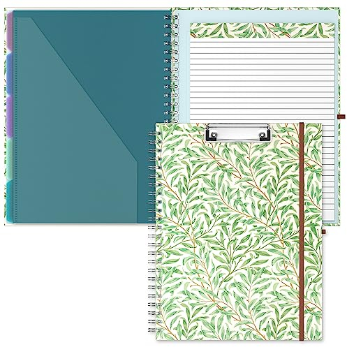 Hnogri Klemmbrett Folio mit nachfüllbarem linierten Notizblock, Klemmbretter mit 5 A4-Ordnern Lagerung 10 Taschen, Spirale Clip Board Portfolio, Größe 12,8 x 9,7, Bürobedarf, Schulbedarf.