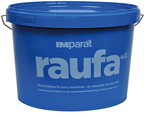 IMparat | Raufa e.l.f. | Altweiß | Wandfarbe | Innenfarbe | Innenweiß | Wohnraumfarbe | Sehr hohe Deckkraft | 5 Liter