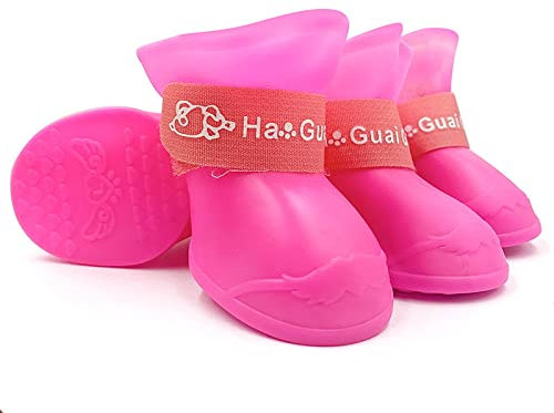 Copriscarpe in gomma antiscivolo impermeabile per cani, per stivali e zampe (rosa, S)