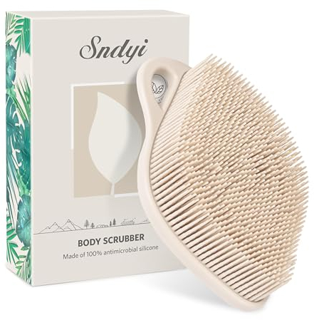 Sndyi Cepillo Corporal de Silicona, Cepillo Exfoliante Corporal Pieles Sensibles, Cepillo Corporal de Ducha con Forma de Hoja y Cerdas para Hacer Espuma, Fácil de Limpiar y Duradero, Avena