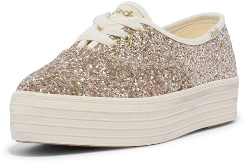 Keds Women's Keds Point Lace Up, Gold Glitter, 7 Medium