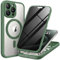 TIESZEN for iPhone 15 Pro Case Magnetic, [Compatible with Magsafe], Built-in Privacy Screen Protector & Upgraded Camera Protection, Anti Spy Full Body Hard Phone Case for 15 Pro 6.1'', Pine Green