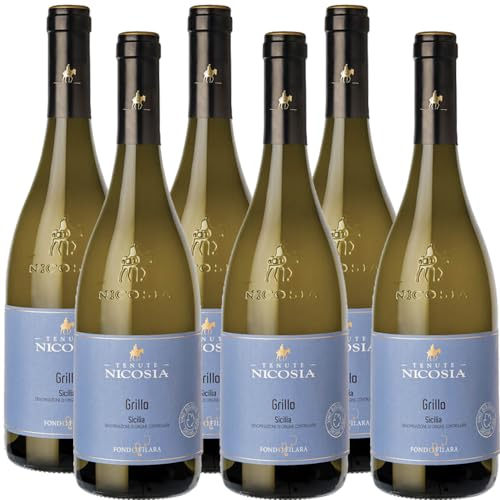 Vino Bianco Sicilia Doc Grillo | Fondo Filara Nicosia | 6 Bottiglie 75Cl | Idea Regalo