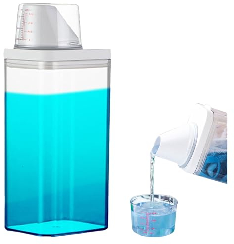 Les-Theresa Laundry Detergent Dispenser, Fabric Softener Dispenser Container With Measuring Cup Washing Powder Storage Container Soap Detergents Storage Box For Laundry Room (1500ML)